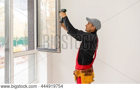 Windows Installation Workers, Worker Window In A Building