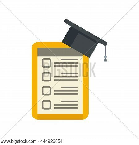 Syllabus Tablet Graduation Icon. Flat Illustration Of Syllabus Tablet Graduation Vector Icon Isolate