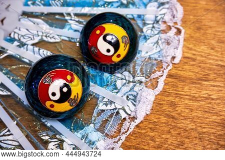 Baoding Balls With Yin-yang Symbol. Chinese Meditation Balls