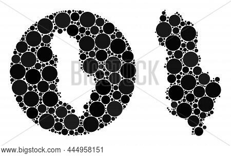 Vector Mosaic Albania Map Of Circle Parts. Mosaic Geographic Albania Map Constructed As Hole From Ci