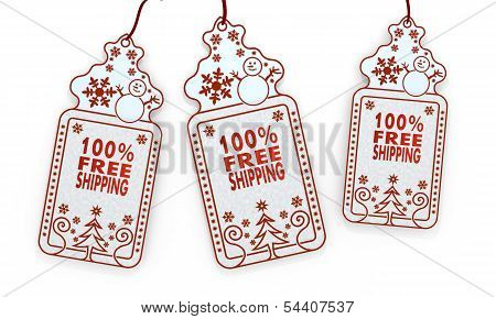 Isolated Christmas Labels With 100 Percent Freeshipping Sticker