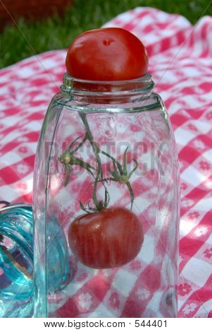 Vintage üvegedénybe paradicsom Canning
