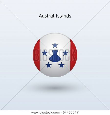 Austral Islands round flag. Vector illustration.