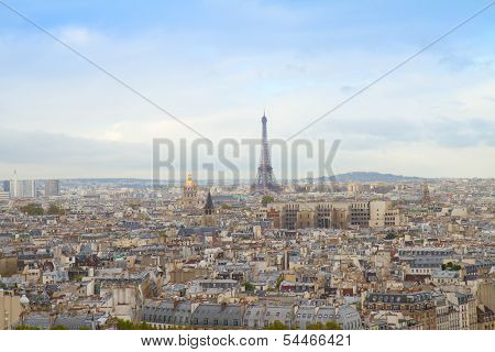 skyline of Paris with eiffel tower