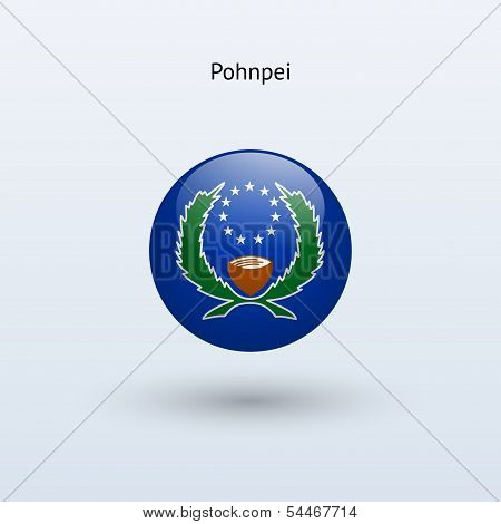 Pohnpei round flag. Vector illustration.