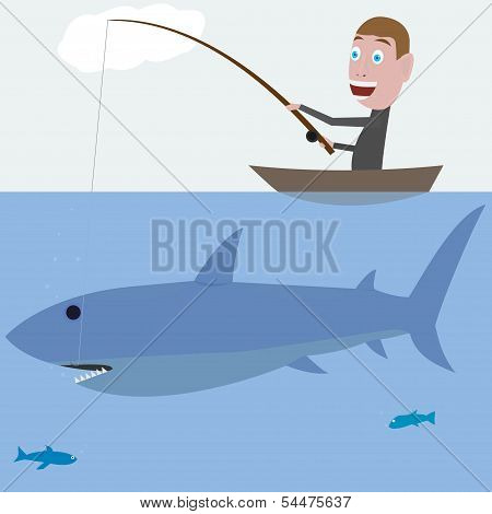 Fisher and shark