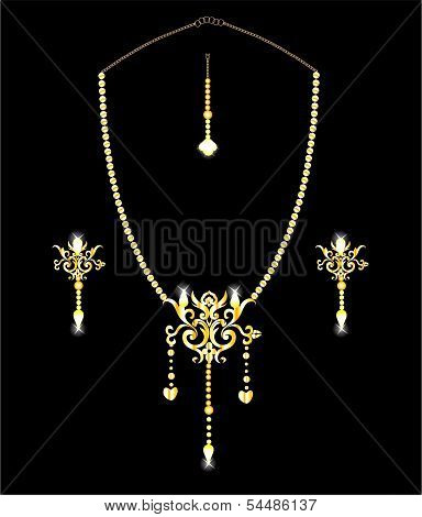 Indian ethnic Gold Jewelery - Necklace