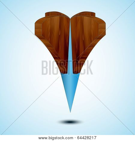 wooden blue Map Pointer Icon Isolated on a white background