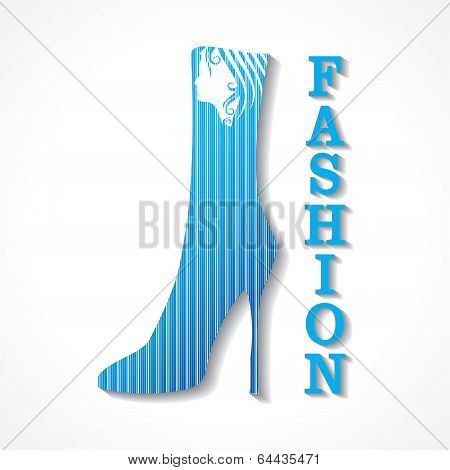 Beauty and fashion icon with shoe and face stock vector