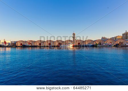 Gandia port puerto Valencia in sunset Mediterranean Spain