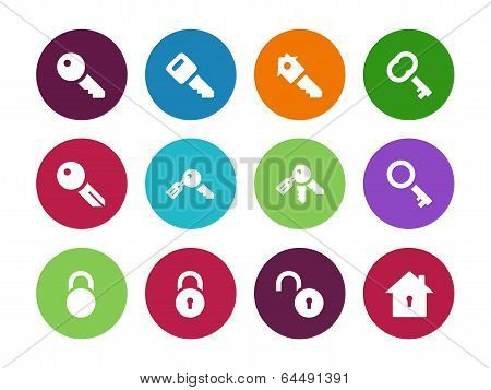 Key circle icons on white background.