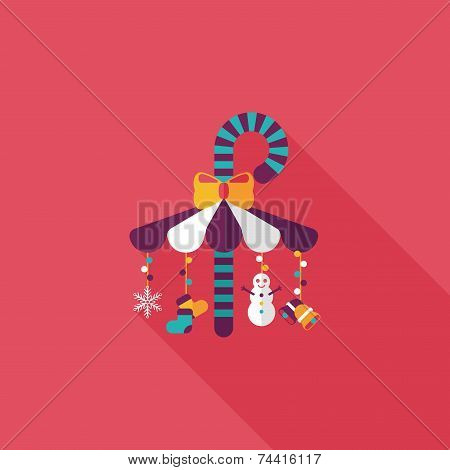 Decorative Candy Cane Flat Icon With Long Shadow Eps10