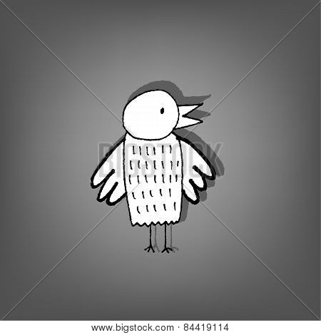 Isolated Handmade Bird With Shadow On Grey Background