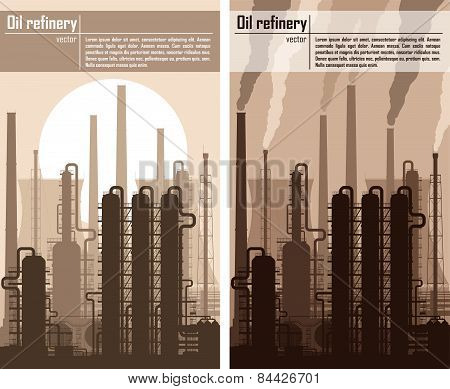 Oil refinery or chemical plant silhouette.