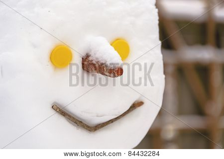 Close up head of snowman