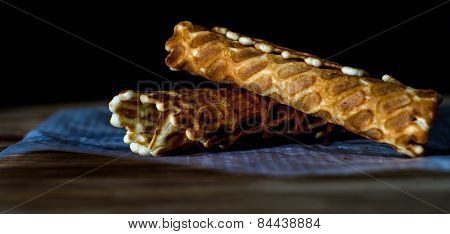 Homemade wafer rolls folded slide. Letterbox look