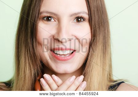 Lovely Shy Woman Lauging