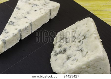 Roquefort And Gornozola Over Slate Plate.