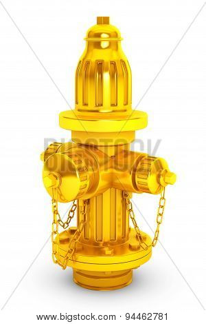 Golden Fire Hydranton 3D Rendering