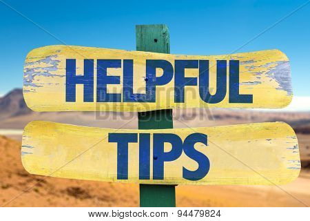 Helpful Tips sign with desert background
