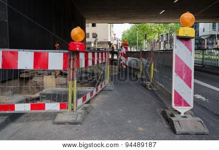 road works on the sidewalk day