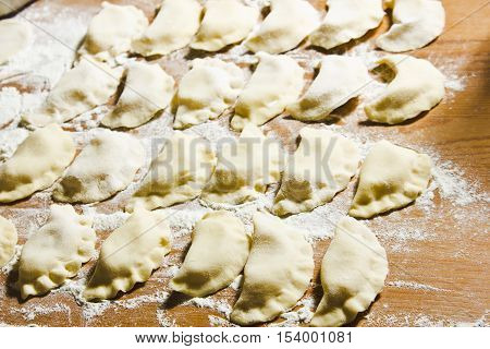 Dumplings traditional Russian, Belarussian, Ukrainian meal 