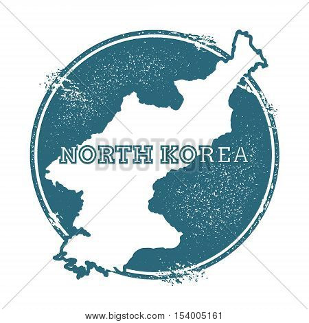 Grunge Rubber Stamp With Name And Map Of Korea, Democratic People's Republic Of, Vector Illustration