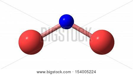 Nitrogen dioxide is the chemical compound with the formula NO2. Nitrogen dioxide is an air pollutant. 3d illustration