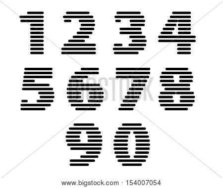 Retro stripes funky numbers set bold version trendy elegant retro style design. Vector.