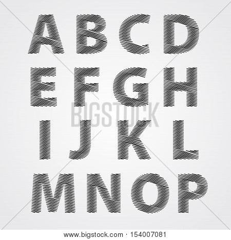 Vector illustration of a sketched alphabet doodles