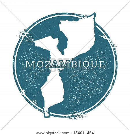 Grunge Rubber Stamp With Name And Map Of Mozambique, Vector Illustration. Can Be Used As Insignia, L