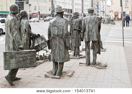 March 1 2015 - Wroclaw Poland: The Anonymous Pedestrians - memorial to the introduction of martial law in Poland.