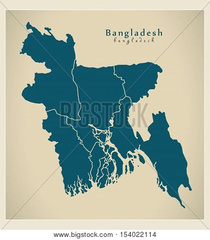 Modern Map - Bangladesh with divisions BD illustration vector
