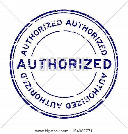 Grunge blue authorized round rubber stamp for business purpose