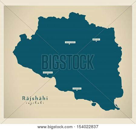 Modern Map - Rajshahi BD Bangladesh illustration vector