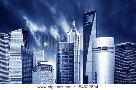 Shanghai city view with oriental pearl tower landmark of Shanghai beside huangpu riv