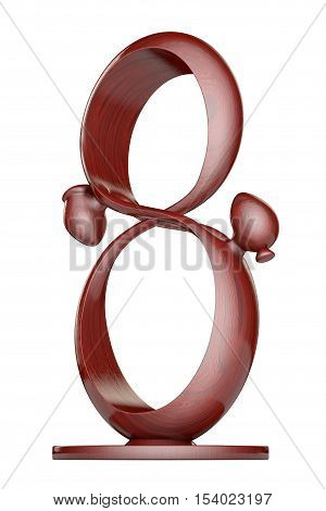 Abstract Wooden Man and Wooman in Infinity Love Statue on a white background. 3d Rendering