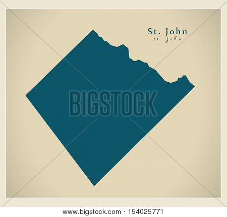 Modern Map - St. John BB Barbados illustration vector