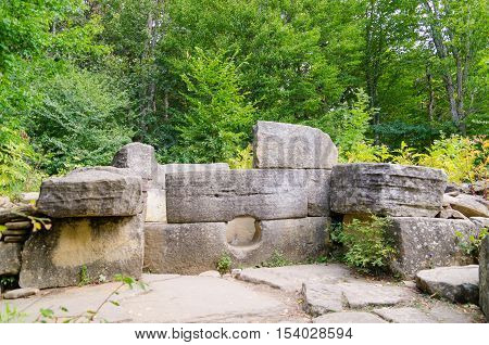 Dolmen Single-chamber Megalithic Tomb Of The Middle Bronze Age (3000-2000 Bc). Valley Of Zhane River