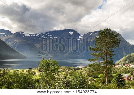 Village Urke at the dramatic Hjorundfjord, Norway