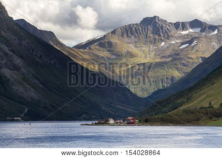 Dramatic landscape at the Hjorundfjord, Fjordland, Norway