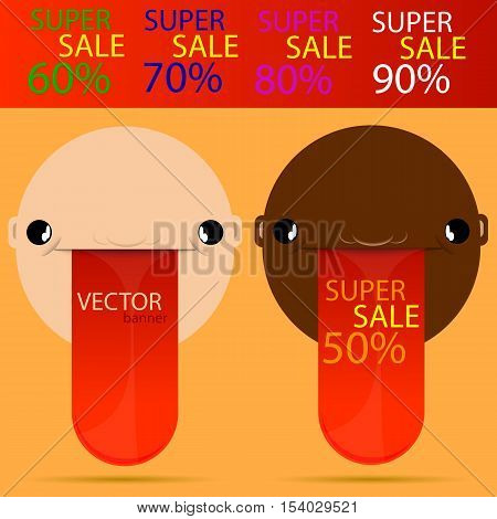 A set of banners in the form of flat baby with his tongue hanging.Super Sale 