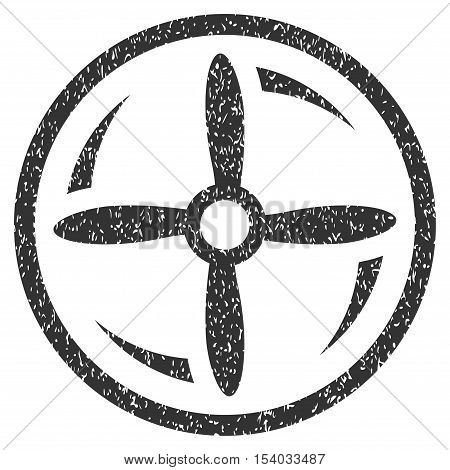 Drone Screw Rotation grainy textured icon for overlay watermark stamps. Flat symbol with scratched texture. Dotted glyph gray ink rubber seal stamp with grunge design on a white background.