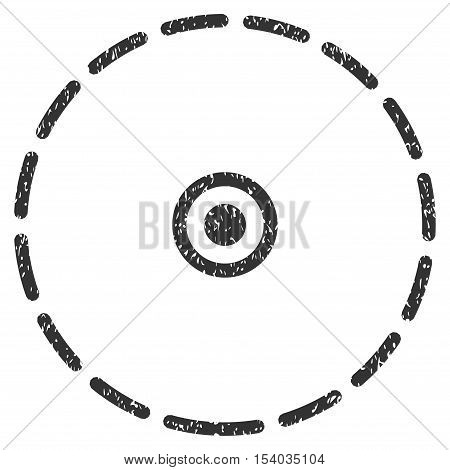 Round Area grainy textured icon for overlay watermark stamps. Flat symbol with scratched texture. Dotted glyph gray ink rubber seal stamp with grunge design on a white background.