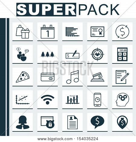 Set Of 25 Universal Editable Icons. Can Be Used For Web, Mobile And App Design. Includes Icons Such