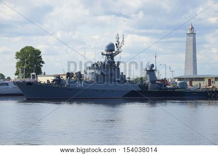 SAINT PETERSBURG, RUSSIA - JULY 18, 2015: Small anti-submarine ship 