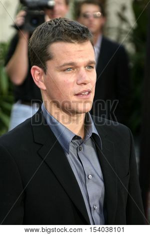 Matt Damon at the Los Angeles premiere of 'The Bourne Supremacy' held at the Cinerama Dome in Hollywood, USA on July 16, 2004.