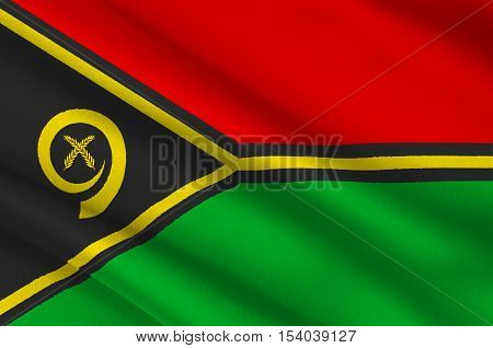 Flag of Vanuatu, Port Vila, Melanesia. 3d illustration