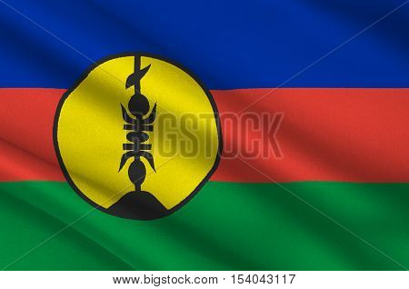 Flag of New Caledonia Melanesia. 3d illustration