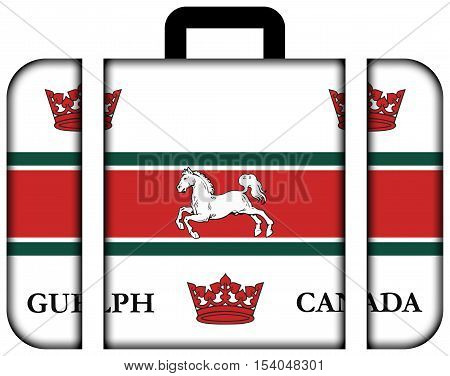 Flag Of Guelph, Canada. Suitcase Icon, Travel And Transportation Concept